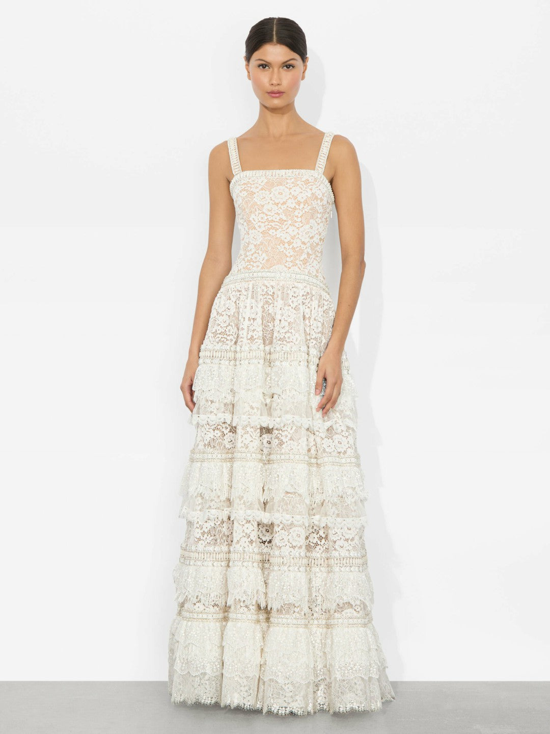 Zena Lace Maxi Dress In Off White - Alice + Olivia Women
