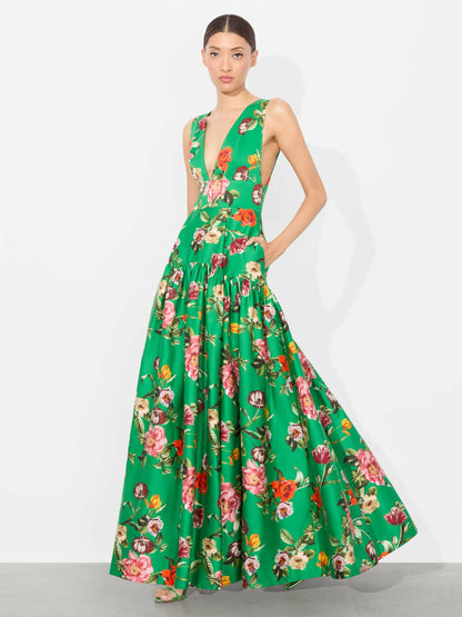 Lila Structured Maxi Dress In Hamptons Floral - Alice + Olivia Women