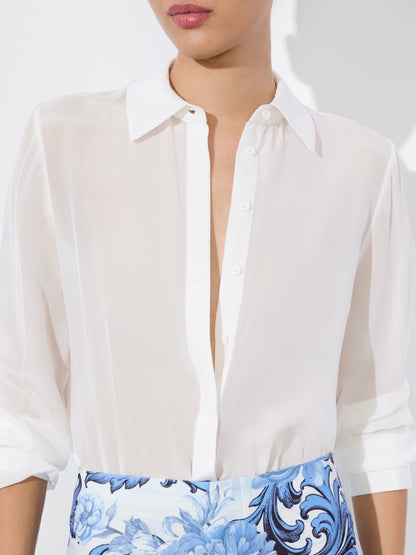 Willa Silk Bodysuit In Off White - Alice + Olivia Women