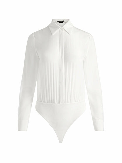 Willa Silk Bodysuit In Off White - Alice + Olivia Women