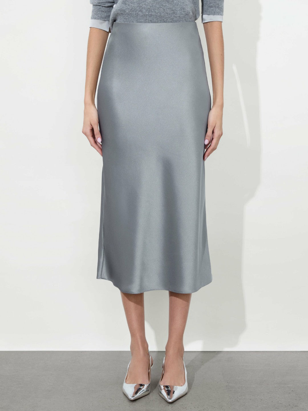 Maeve Slip Skirt In Storm Grey - Alice + Olivia Women
