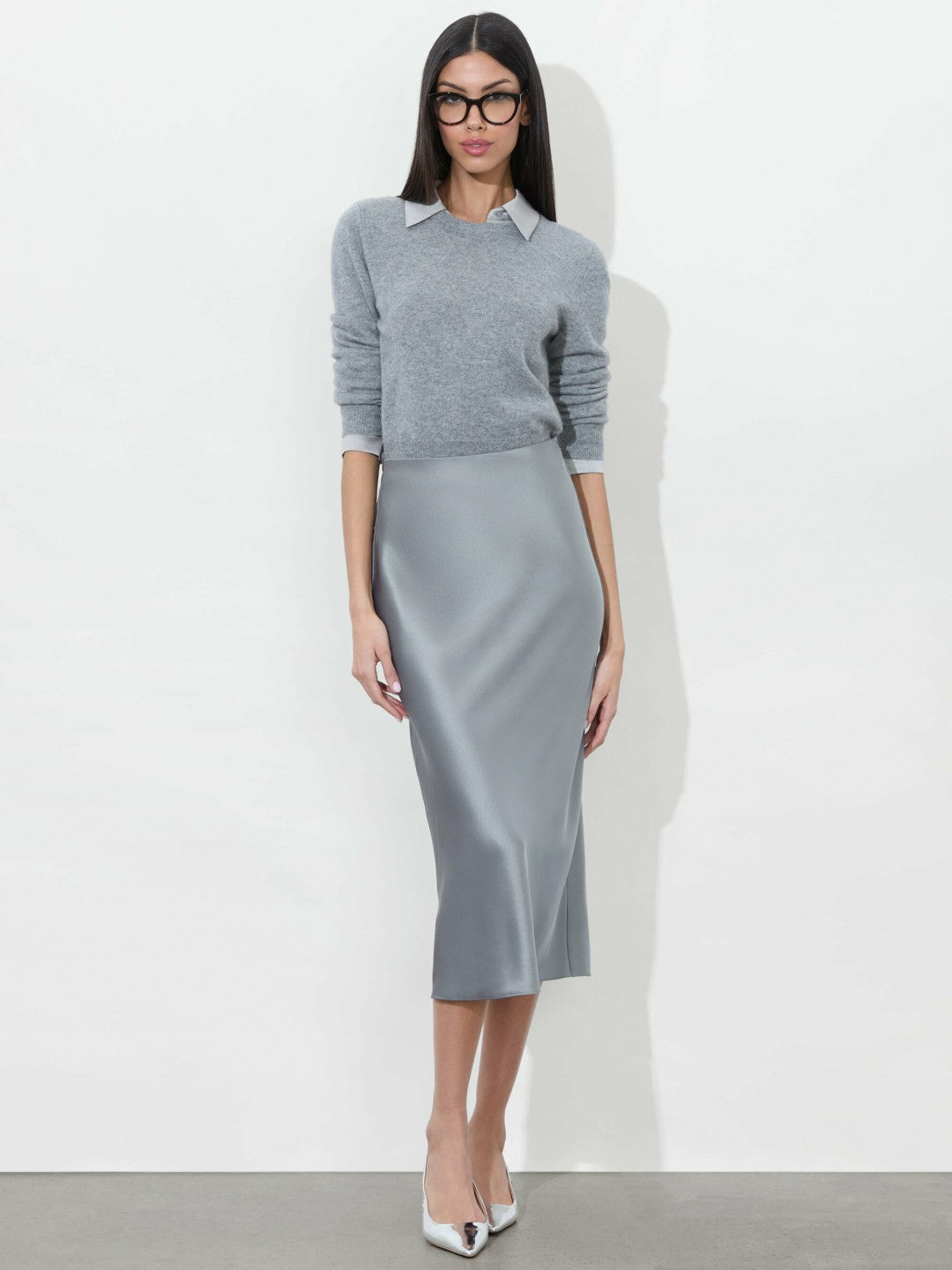 Maeve Slip Skirt In Storm Grey - Alice + Olivia Women