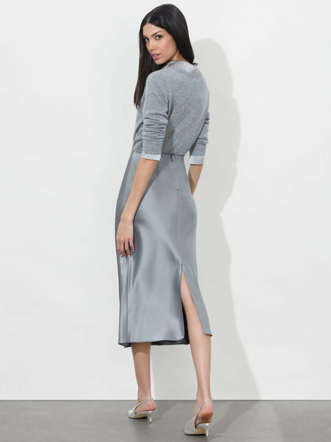 Maeve Slip Skirt In Storm Grey - Alice + Olivia Women