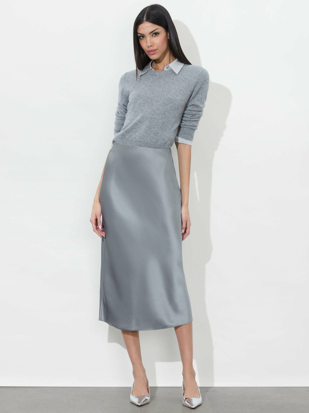 Maeve Slip Skirt In Storm Grey - Alice + Olivia Women