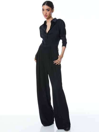 Willa Fitted Top In Black - Alice + Olivia Women