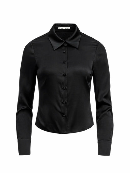 Willa Fitted Top In Black - Alice + Olivia Women