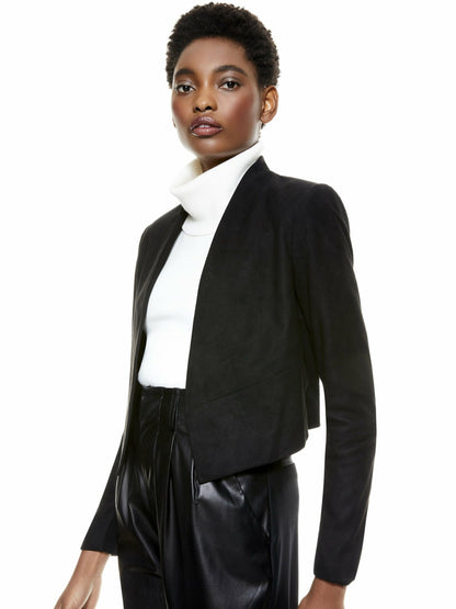 Harvey Suede Jacket In Black - Alice + Olivia Women
