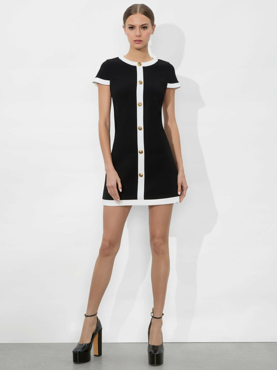 Coley Mini Dress In Black/off White - Alice + Olivia Women