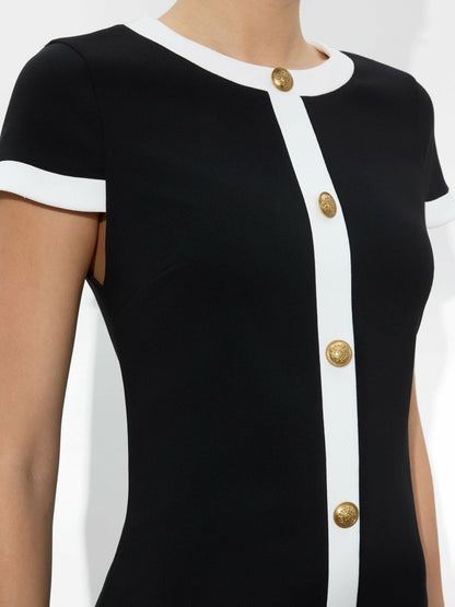 Coley Mini Dress In Black/off White - Alice + Olivia Women