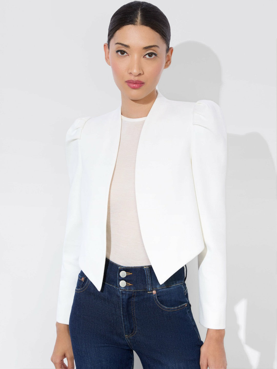 Harvey Puff Sleeve Jacket In Off White - Alice + Olivia Women