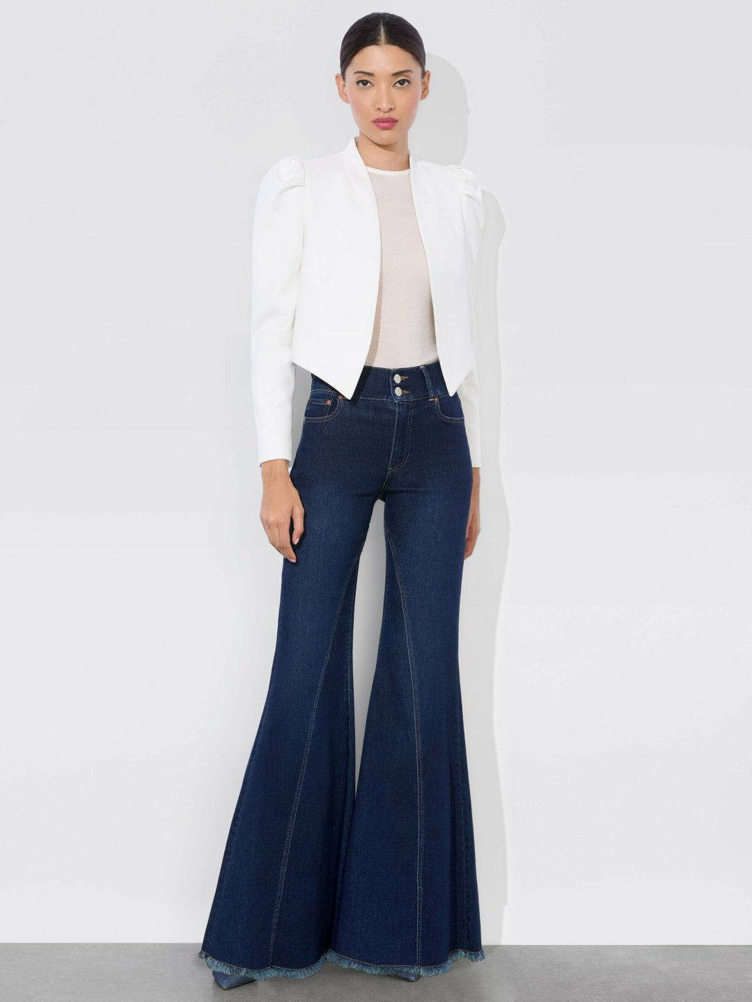 Harvey Puff Sleeve Jacket In Off White - Alice + Olivia Women