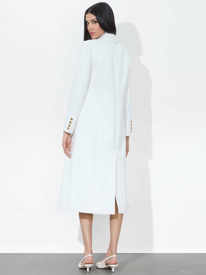 Shepherd Long Blazer In Off White - Alice + Olivia Women