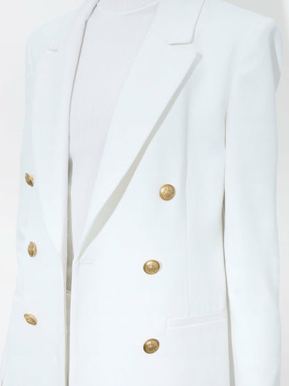 Shepherd Long Blazer In Off White - Alice + Olivia Women