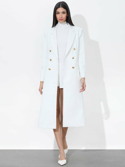 Shepherd Long Blazer In Off White - Alice + Olivia Women