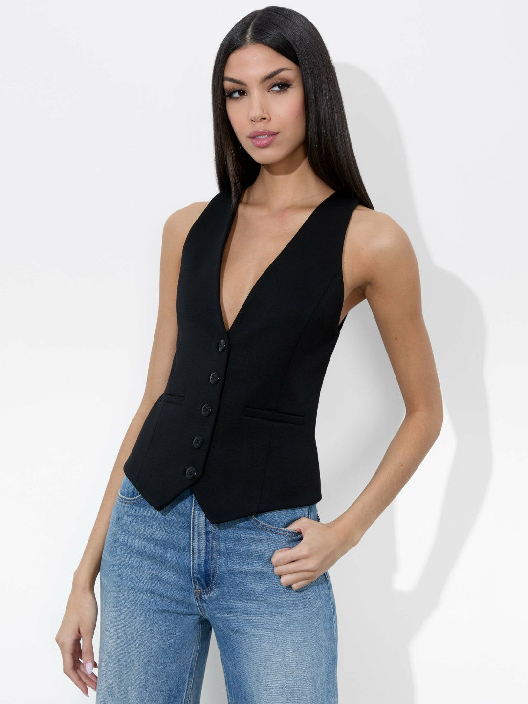 Mazie Vest In Black - Alice + Olivia Women