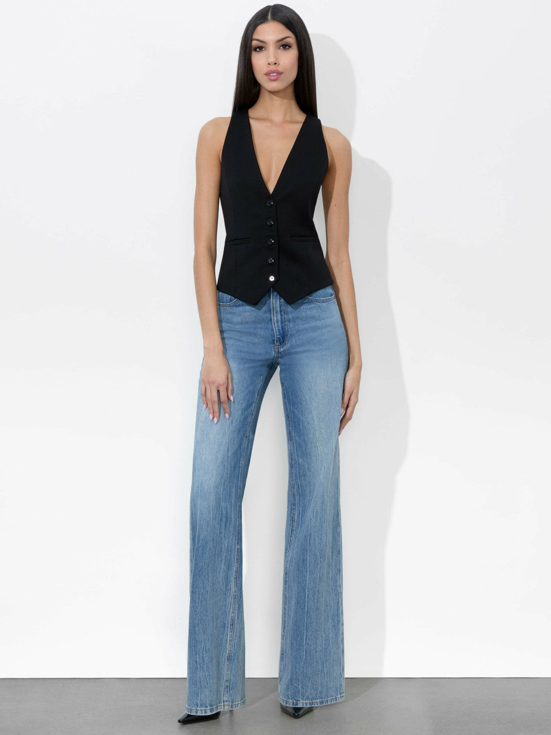 Mazie Vest In Black - Alice + Olivia Women