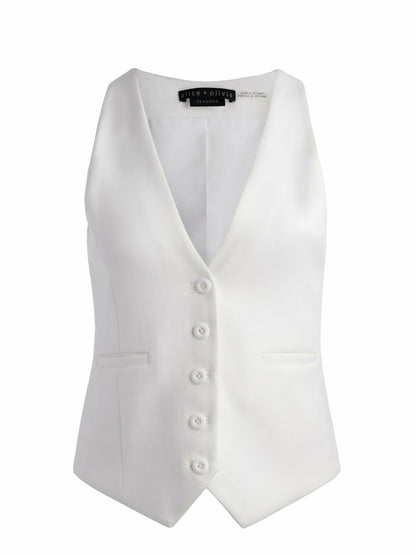 Mazie Vest In Off White - Alice + Olivia Women
