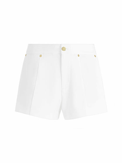 Tommie Mid Rise Shorts In Off White - Alice + Olivia Women