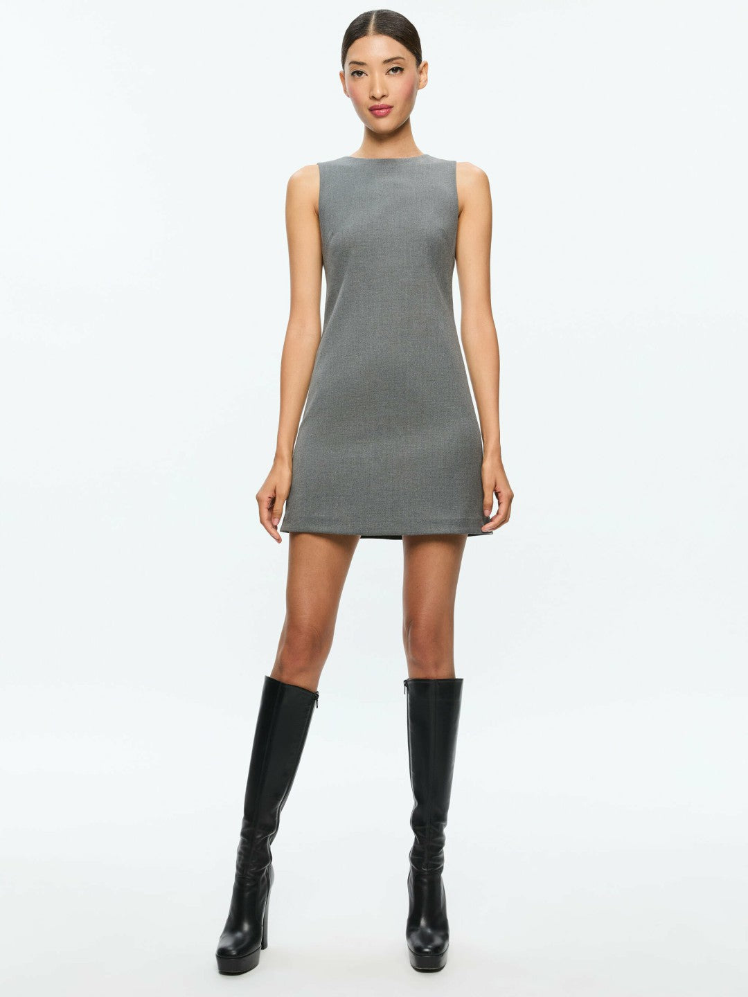 Coley Mini Dress In Shadow Grey/charcoal Melange - Alice + Olivia Women