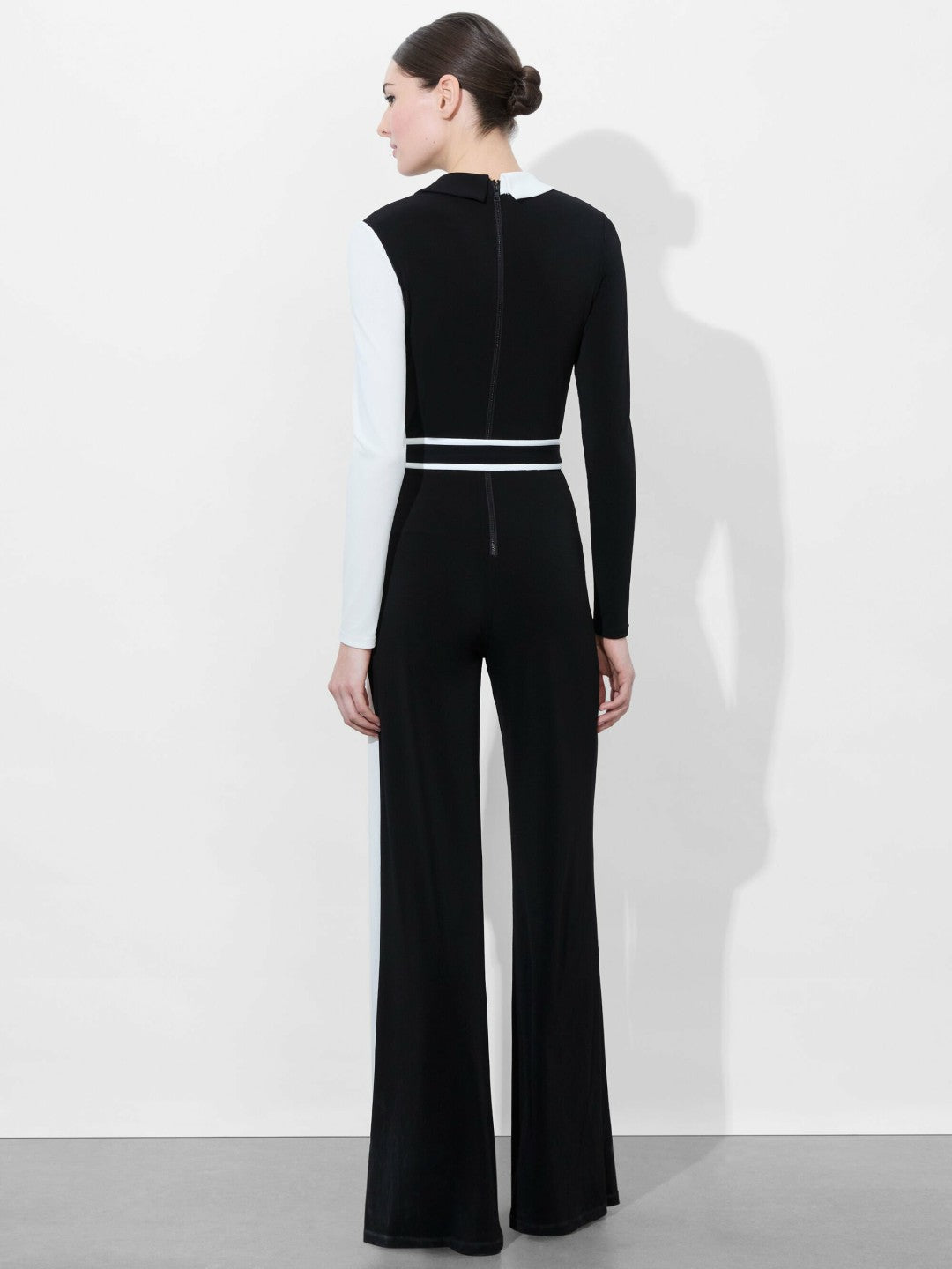 Melinda Colorblock Jumpsuit In Black/off White - Alice + Olivia Women