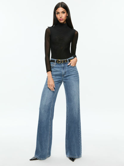 Clarinda Bodysuit In Black - Alice + Olivia Women