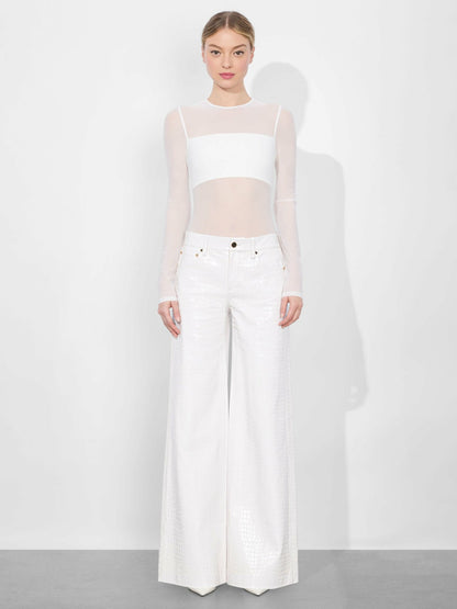 Bandeau Long Sleeve Bodysuit In Off White - Alice + Olivia Women