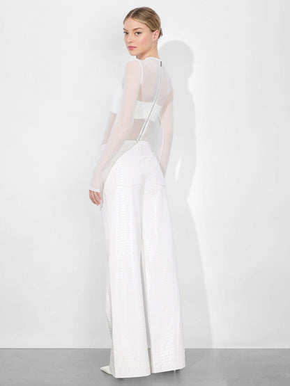 Bandeau Long Sleeve Bodysuit In Off White - Alice + Olivia Women