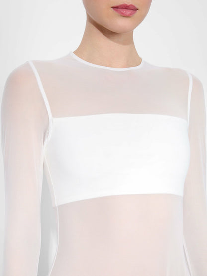 Bandeau Long Sleeve Bodysuit In Off White - Alice + Olivia Women
