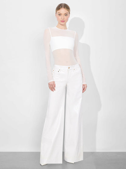 Bandeau Long Sleeve Bodysuit In Off White - Alice + Olivia Women