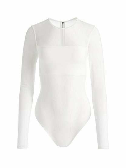 Bandeau Long Sleeve Bodysuit In Off White - Alice + Olivia Women
