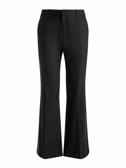Quinn Linen Kick Flare Pant In Black - Alice + Olivia Women