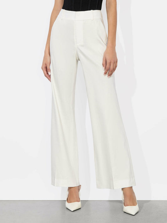 Quinn Linen Kick Flare Pant In Off White - Alice + Olivia Women