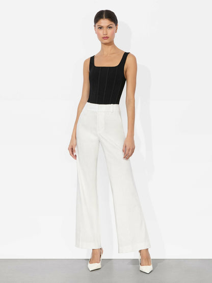 Quinn Linen Kick Flare Pant In Off White - Alice + Olivia Women