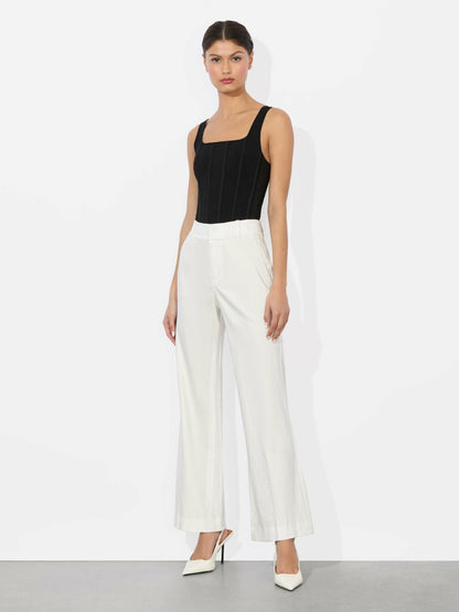 Quinn Linen Kick Flare Pant In Off White - Alice + Olivia Women