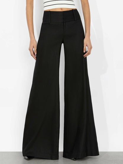 Olivia Linen Pant In Black - Alice + Olivia Women