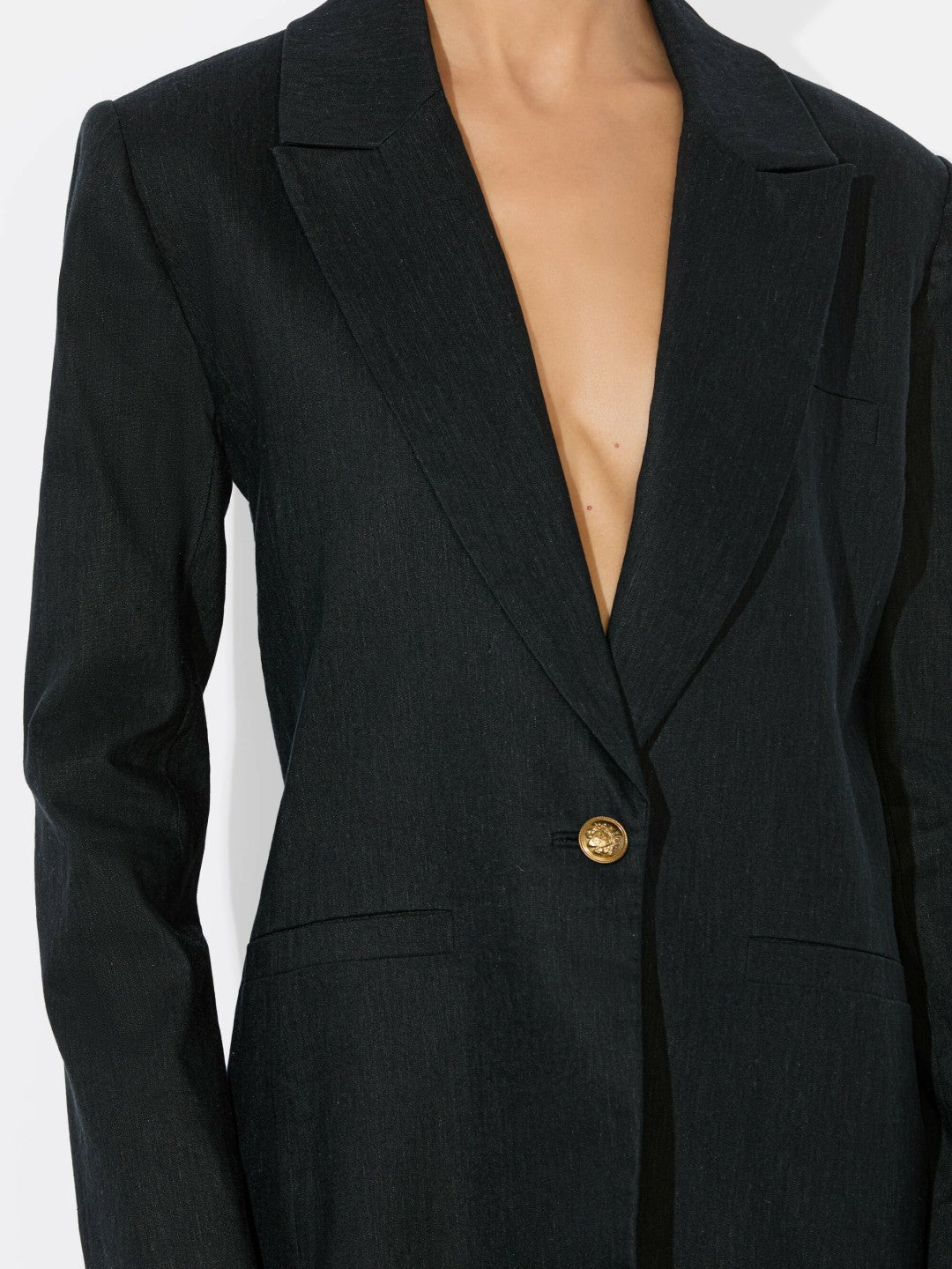 Billie Boxy Linen Blazer In Black - Alice + Olivia Women