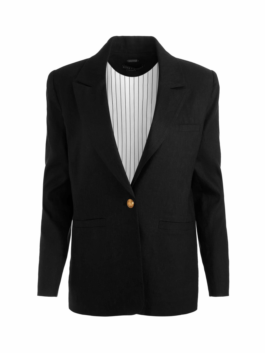 Billie Boxy Linen Blazer In Black - Alice + Olivia Women