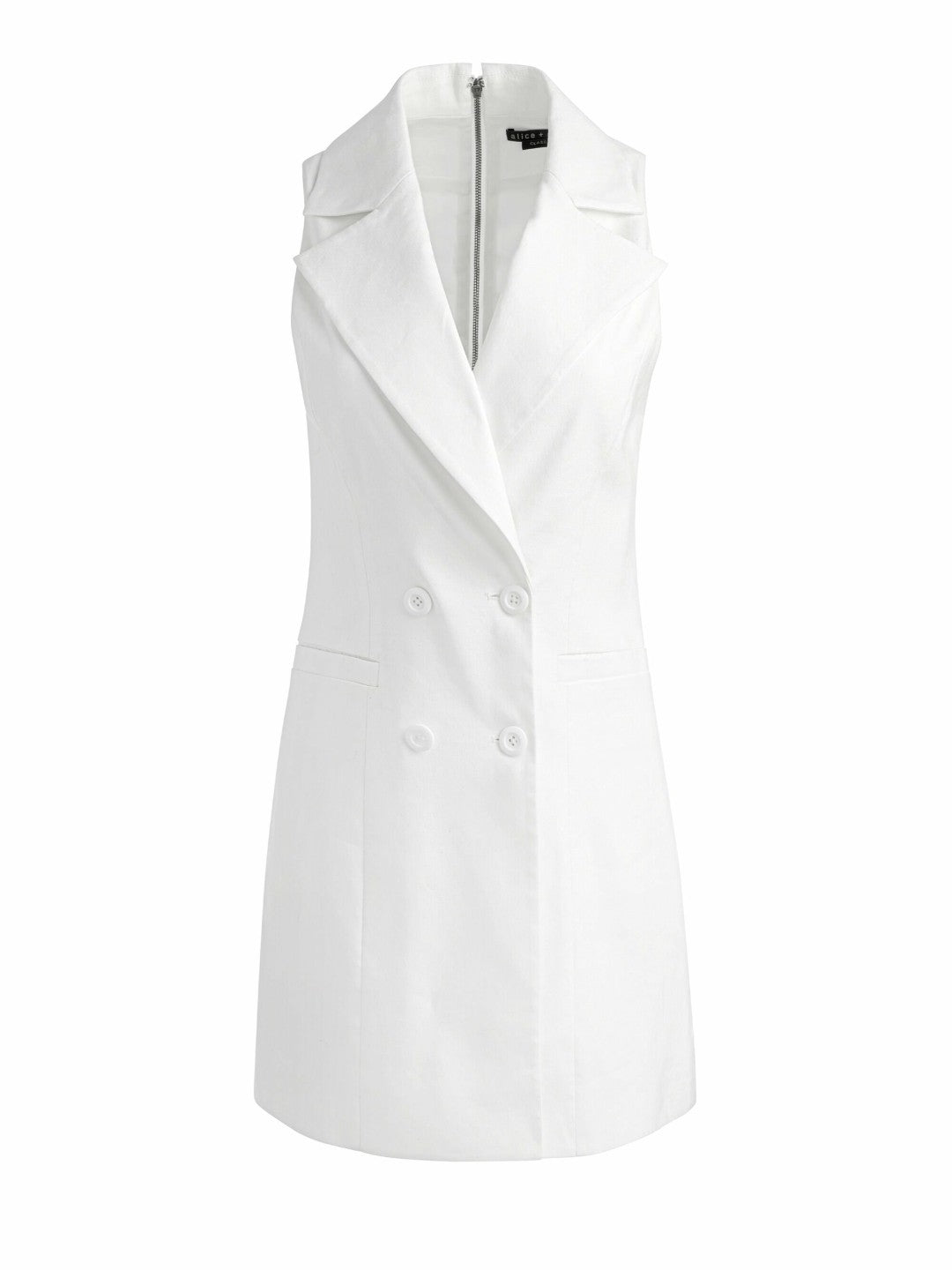 Meritt Linen Tuxedo Dress In Off White - Alice + Olivia Women