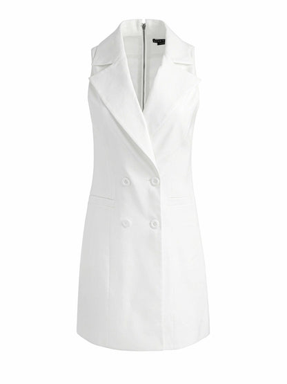 Meritt Linen Tuxedo Dress In Off White - Alice + Olivia Women