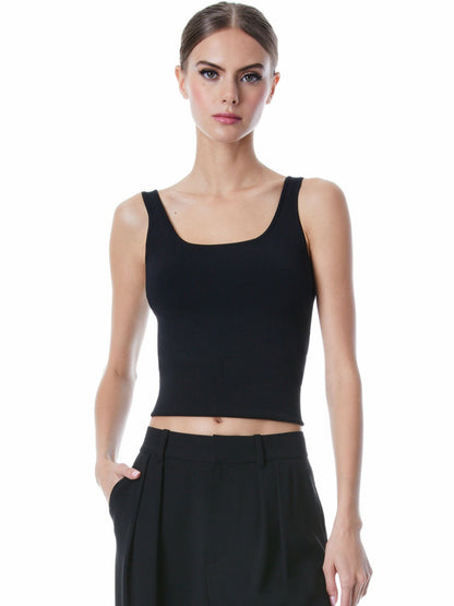 Daryn Sculpting Tank In Black - Alice + Olivia Women