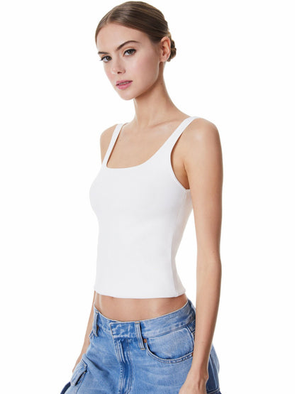 Daryn Sculpting Tank In Soft White - Alice + Olivia Women