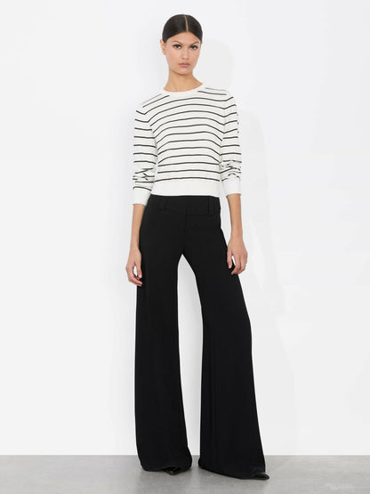Carolann Shrunken Pullover In Soft White/black - Alice + Olivia Women