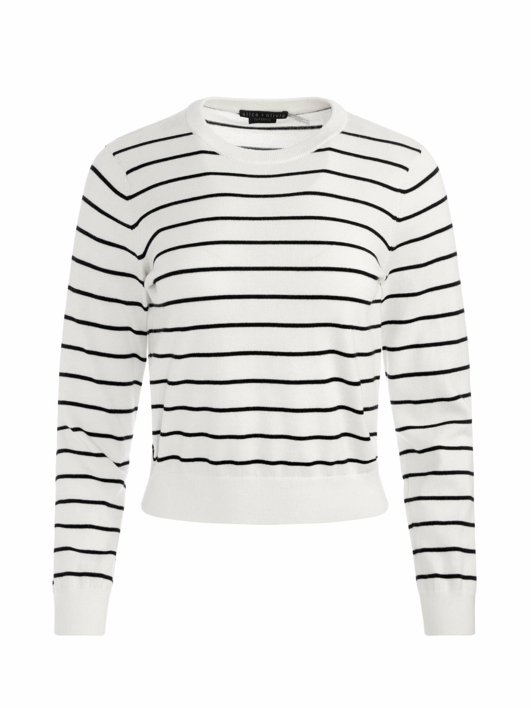 Carolann Shrunken Pullover In Soft White/black - Alice + Olivia Women