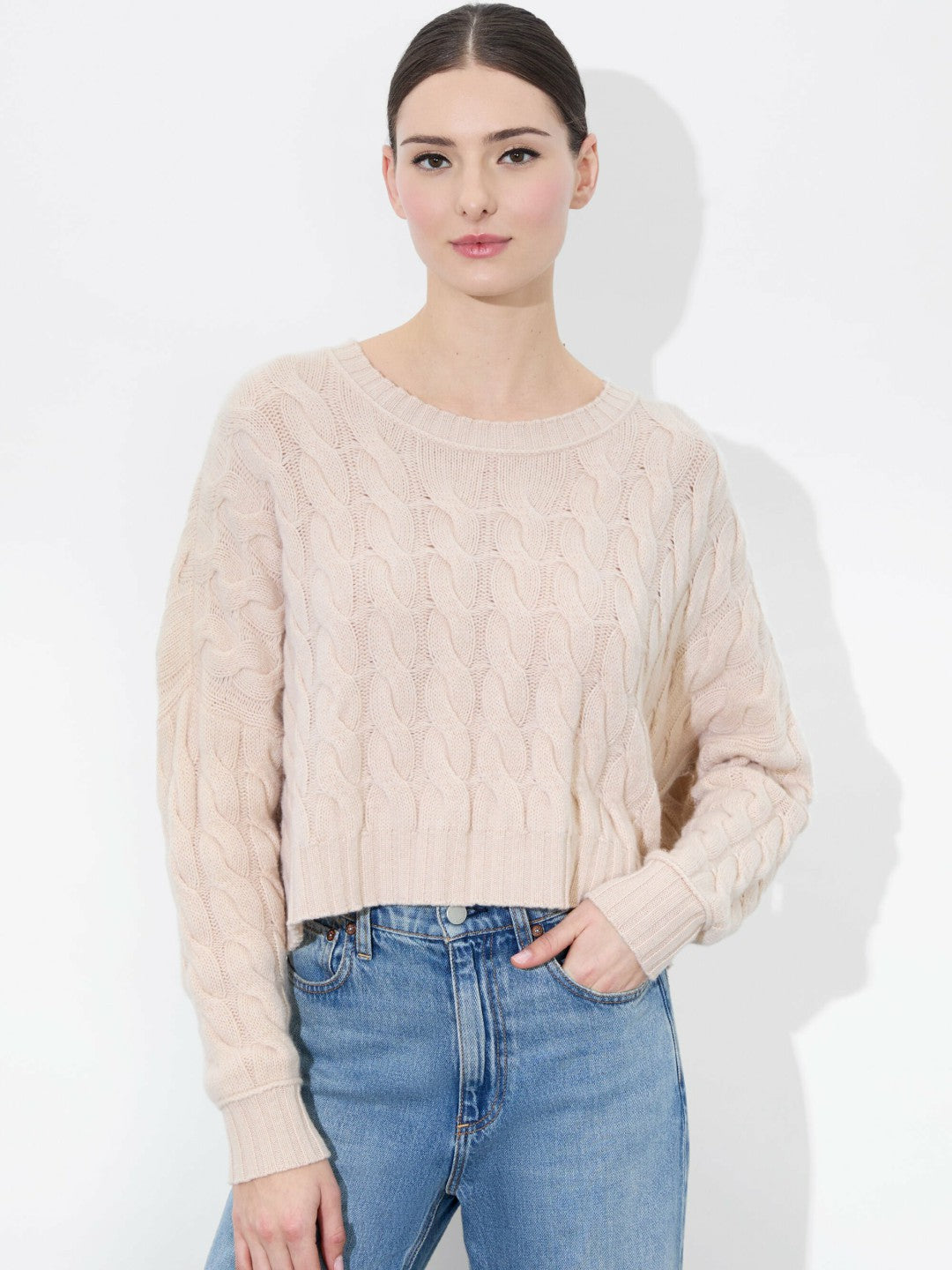 Cecilie Cableknit Pullover In Oatmeal Heather - Alice + Olivia Women