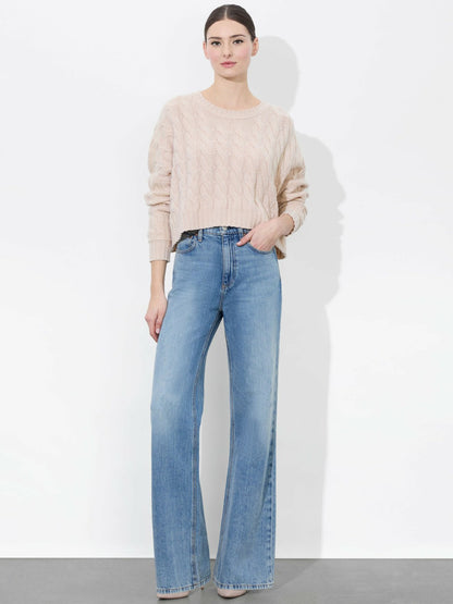 Cecilie Cableknit Pullover In Oatmeal Heather - Alice + Olivia Women