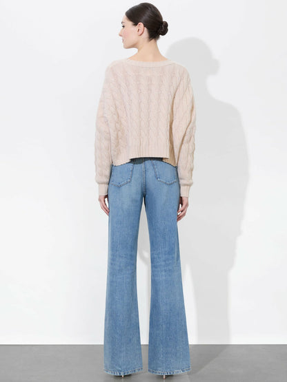 Cecilie Cableknit Pullover In Oatmeal Heather - Alice + Olivia Women