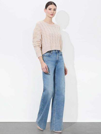Cecilie Cableknit Pullover In Oatmeal Heather - Alice + Olivia Women