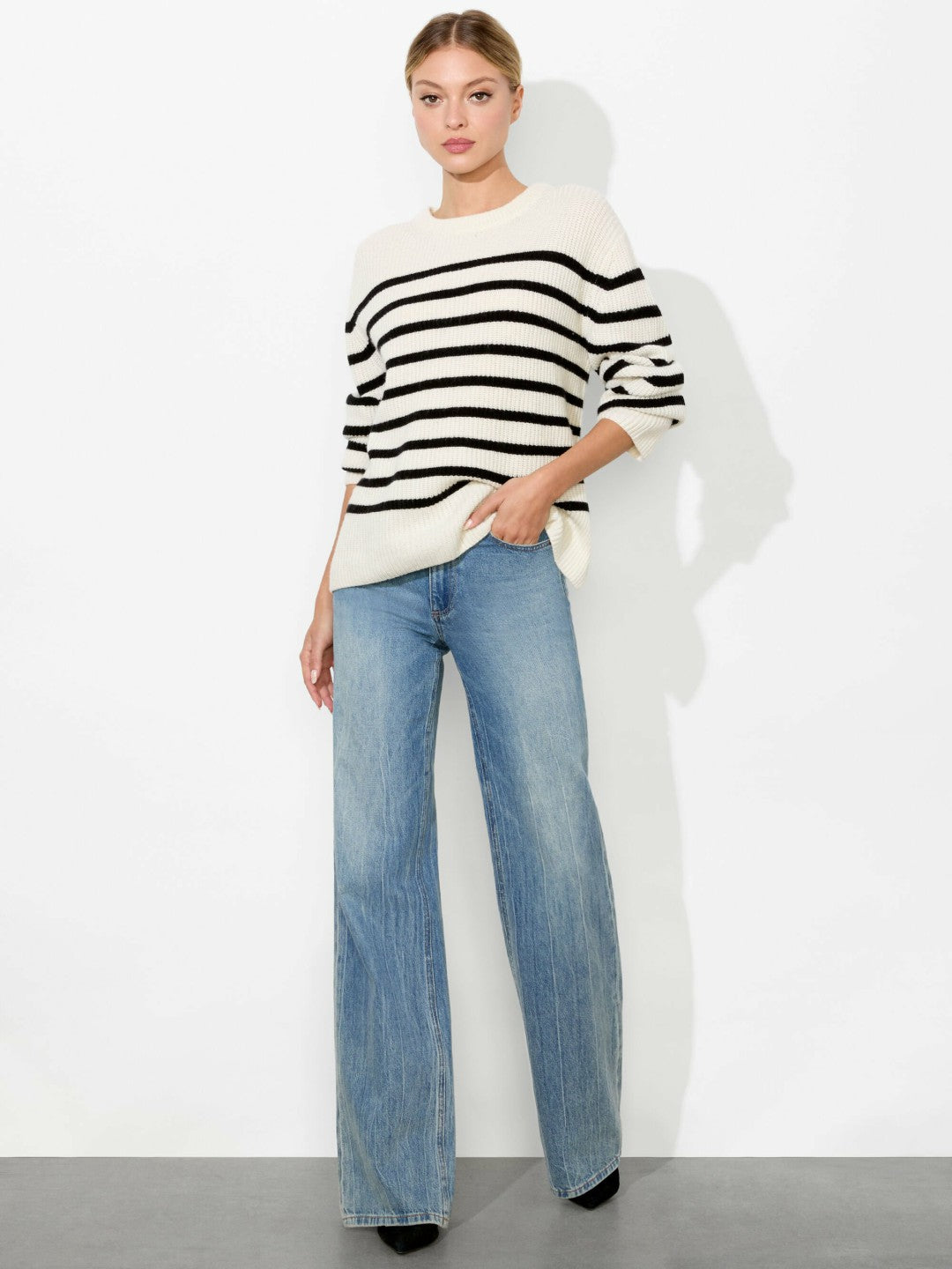 Harold Striped Pullover In Ecru/black - Alice + Olivia Women