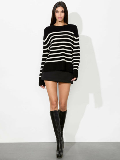 Harold Striped Pullover In Black/ecru - Alice + Olivia Women