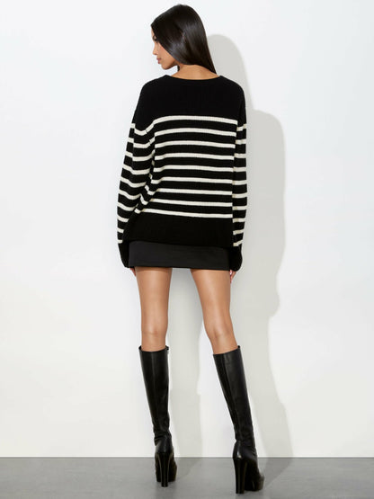 Harold Striped Pullover In Black/ecru - Alice + Olivia Women